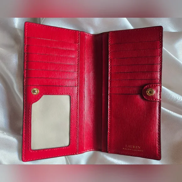 Lauren Ralph Lauren Bennington RLL Red Slim Leather Wallet - Picture 6 of 10